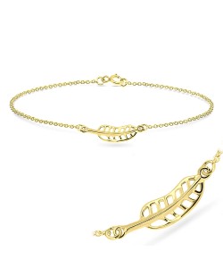 Gold Plated Leaf Silver Bracelet BRS-63-GP